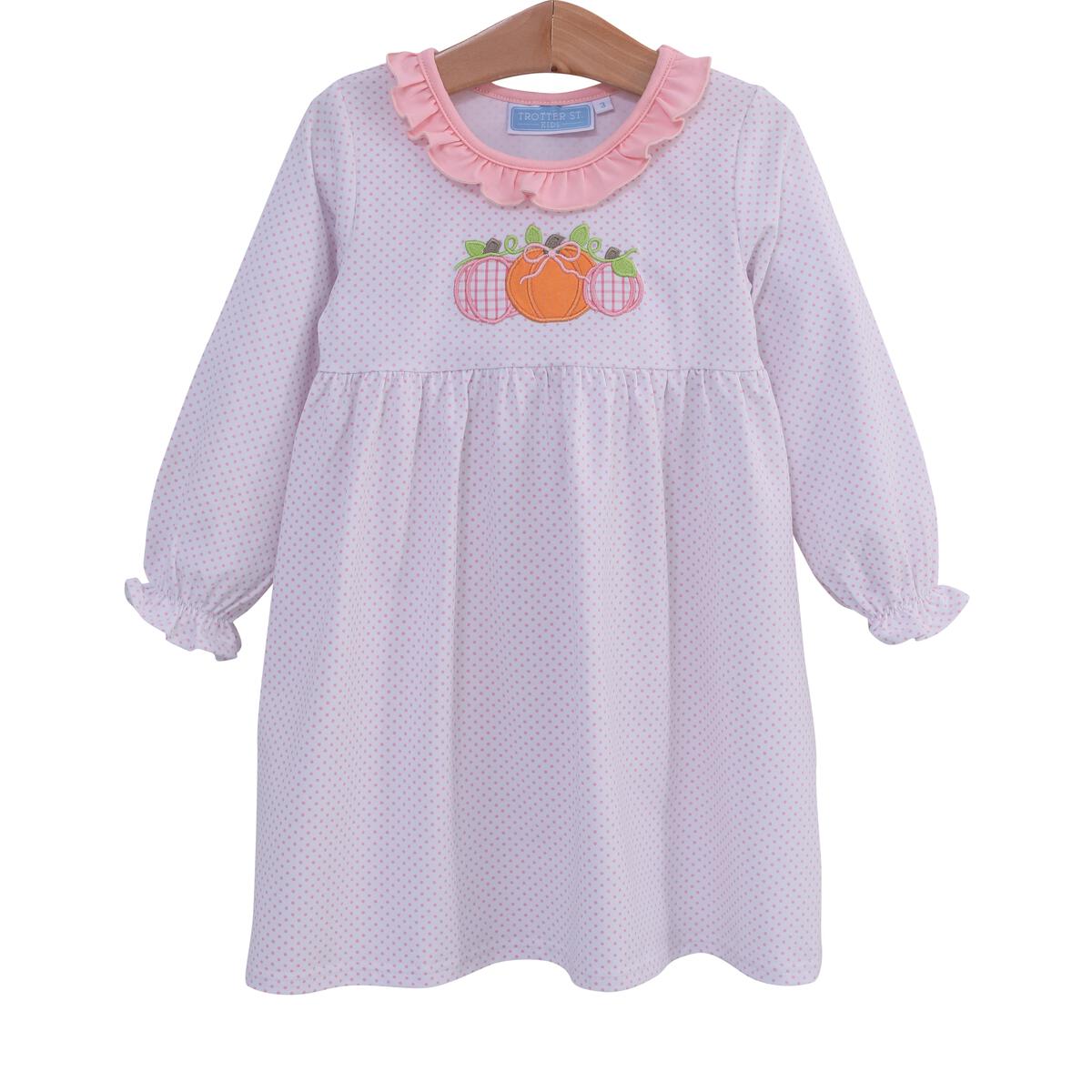 Pumpkin Trio Applique Dress - Doodlebug's Children's Boutique