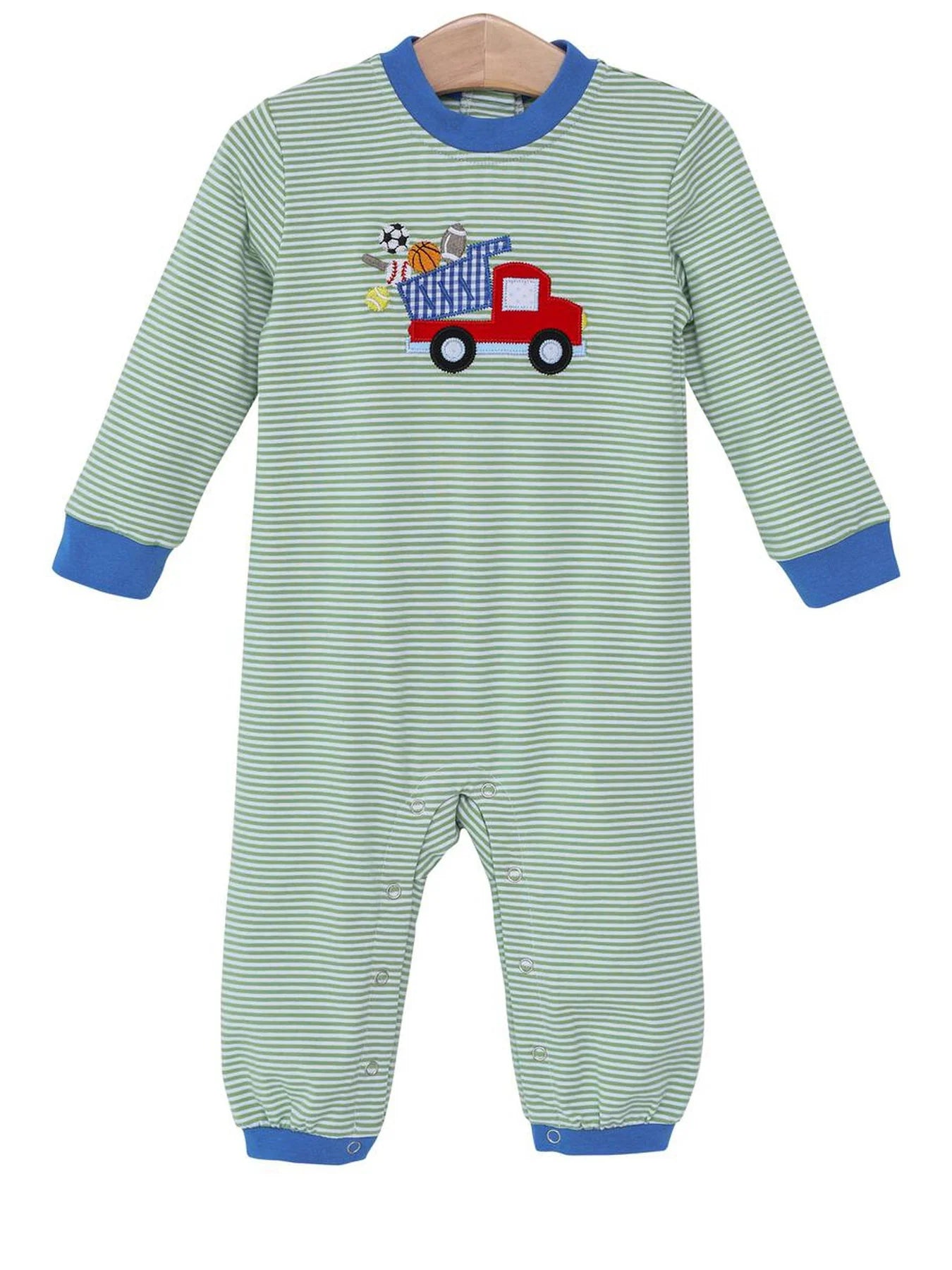 Sports Dump Truck Applique Romper - Doodlebug's Children's Boutique