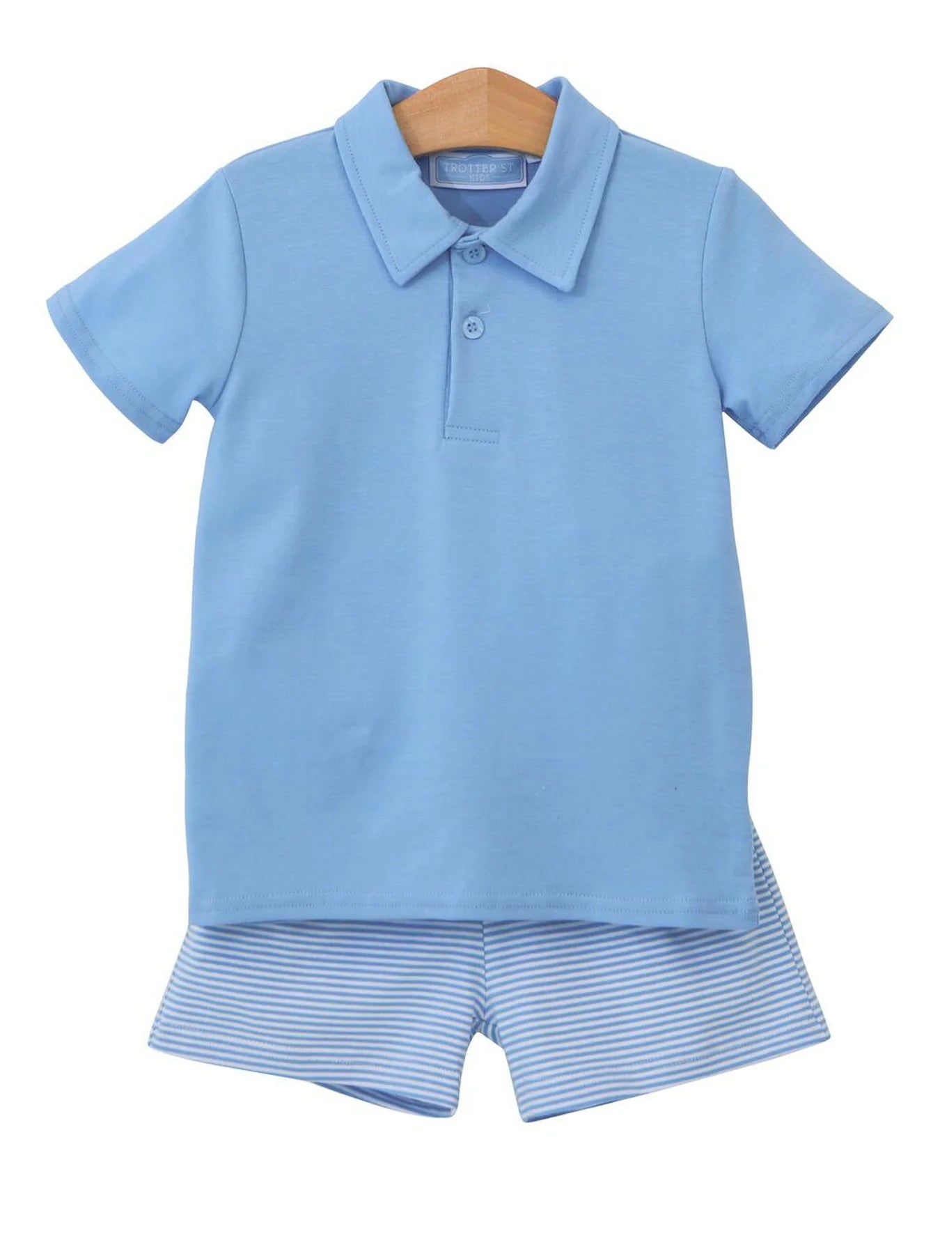Cornflower Blue Polo Shorts Set - Doodlebug's Children's Boutique