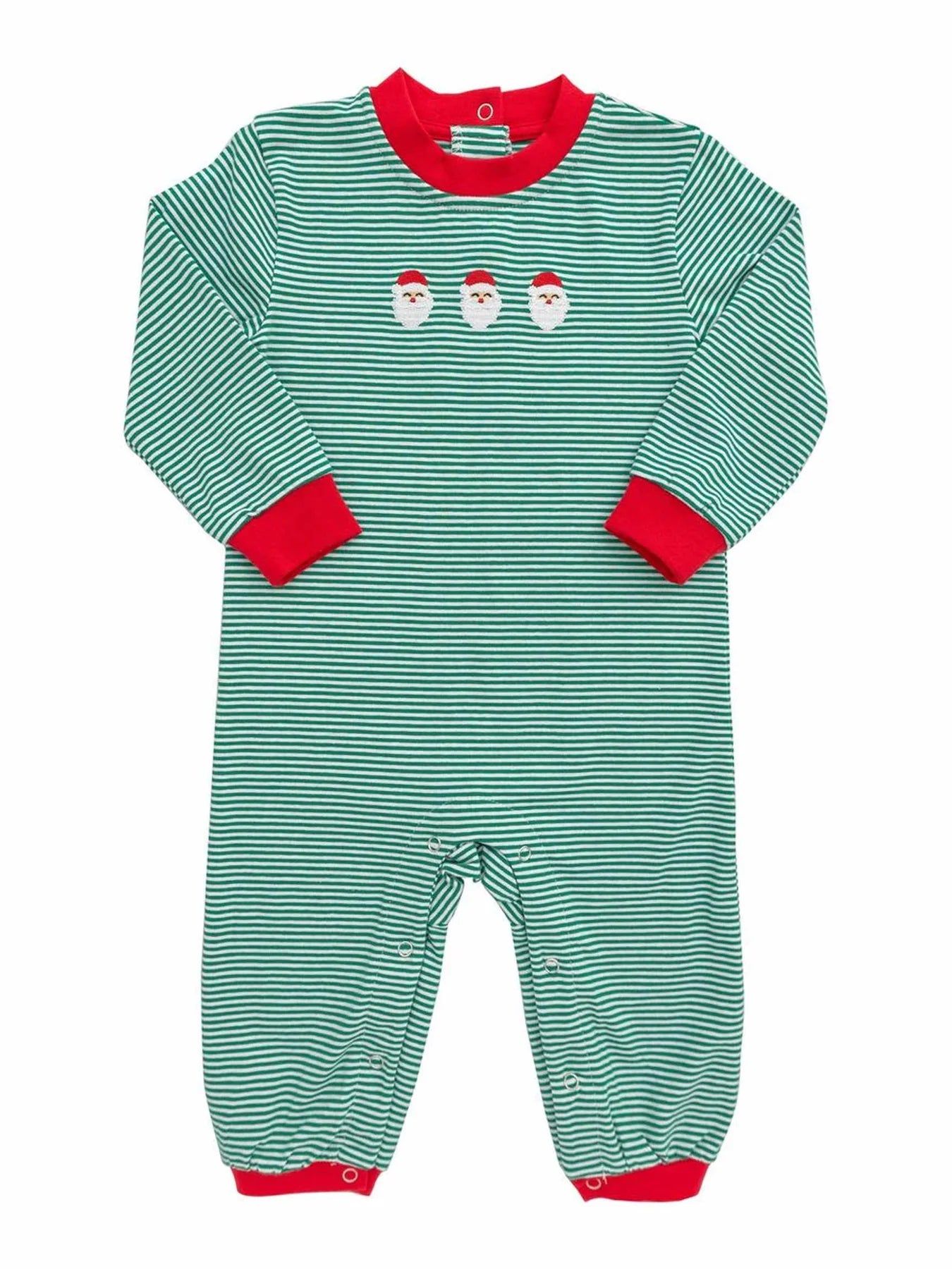 Green Stripe Santa Romper - Doodlebug's Children's Boutique