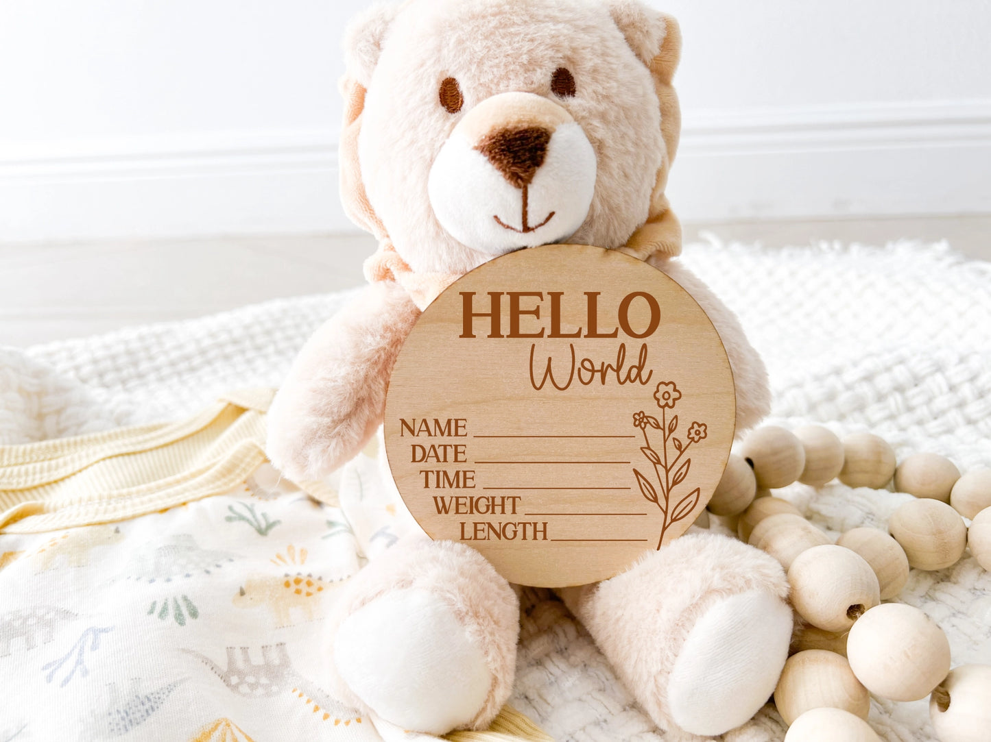 Hello World Wallflower Wood Stat Plaque - Doodlebug's Children's Boutique