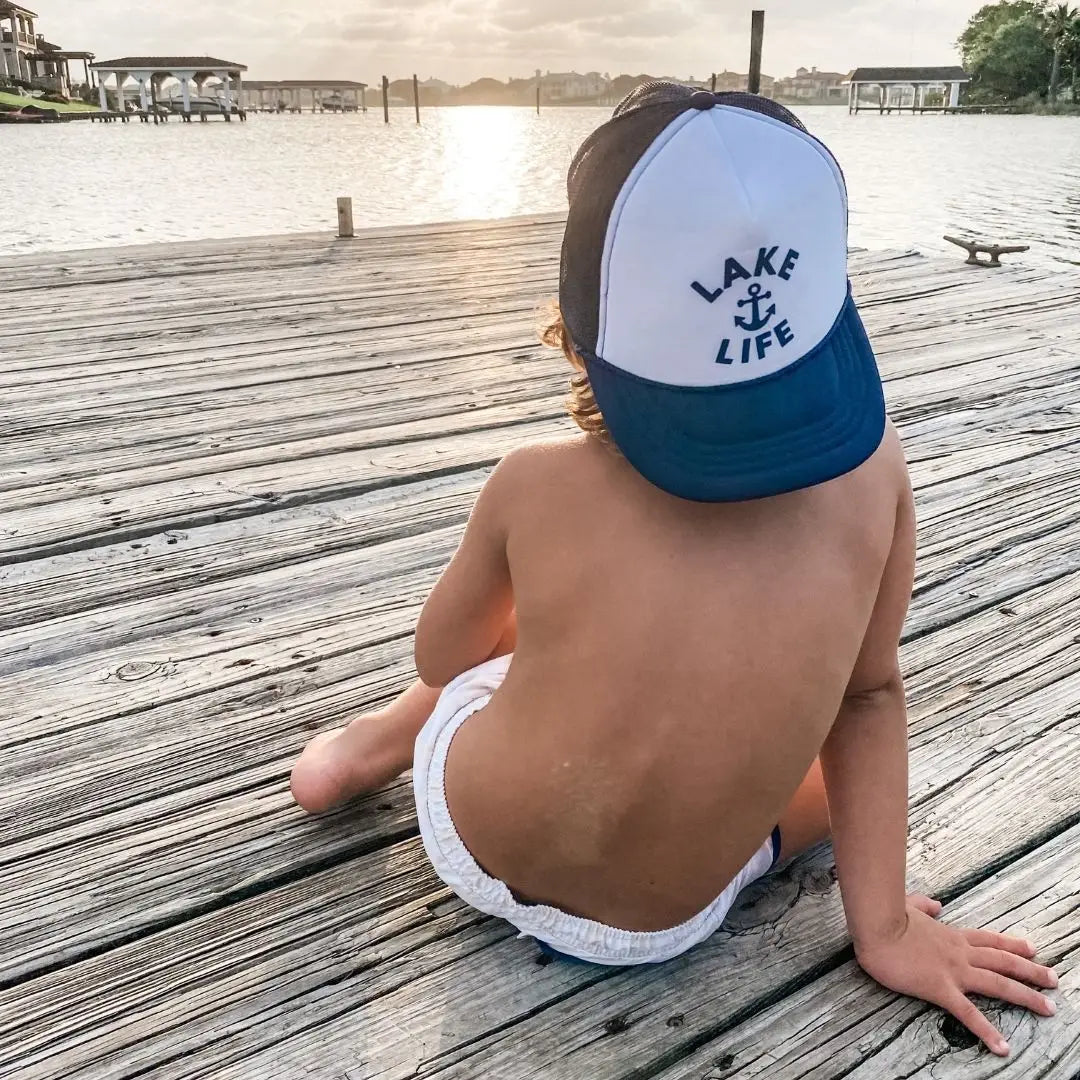 Blue Lake Life Trucker Hat - Doodlebug's Children's Boutique