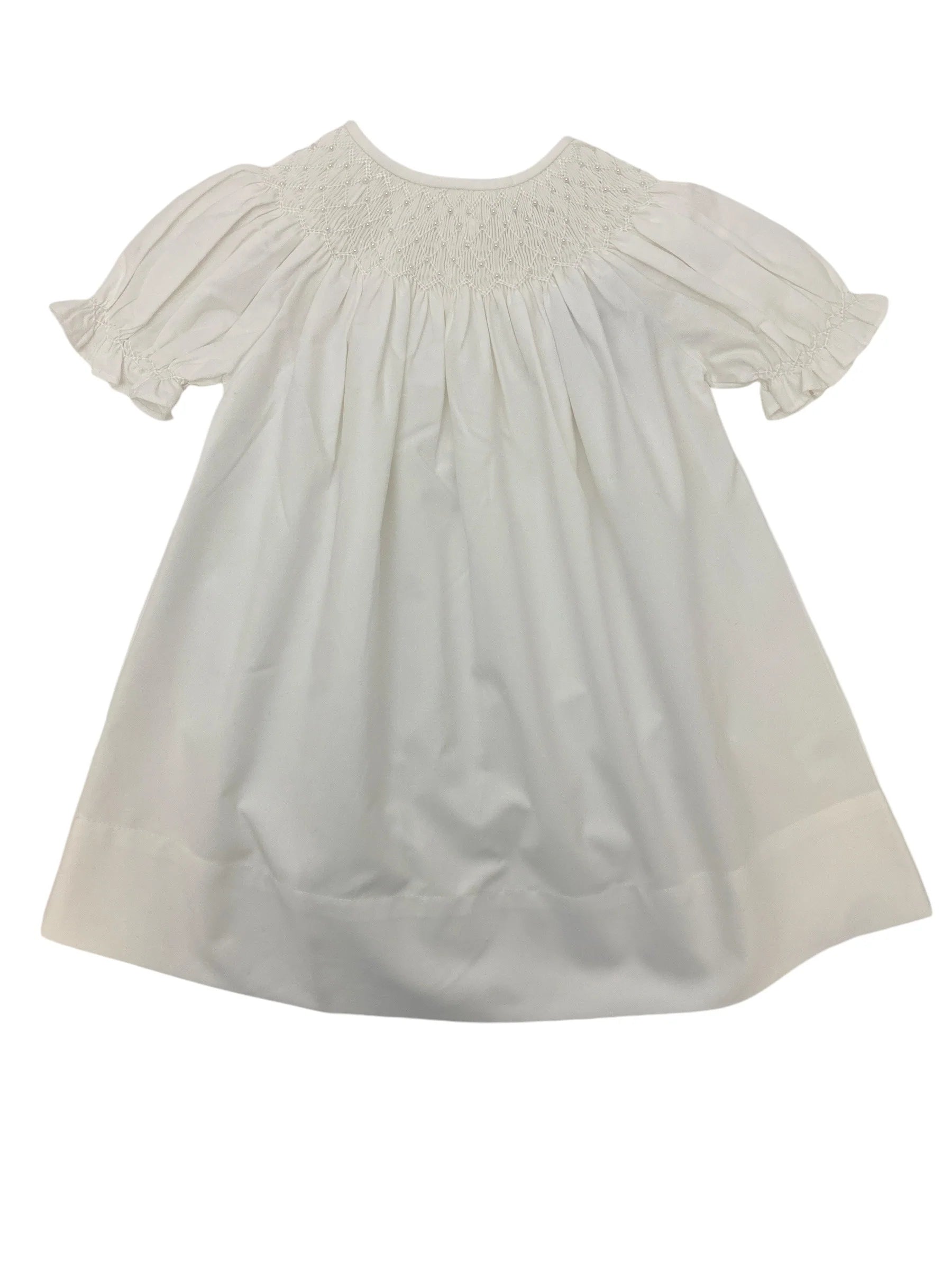 Catherine White Pearl Short Sleeve Smocked Dress – Doodlebug's & Grow Children's Boutique