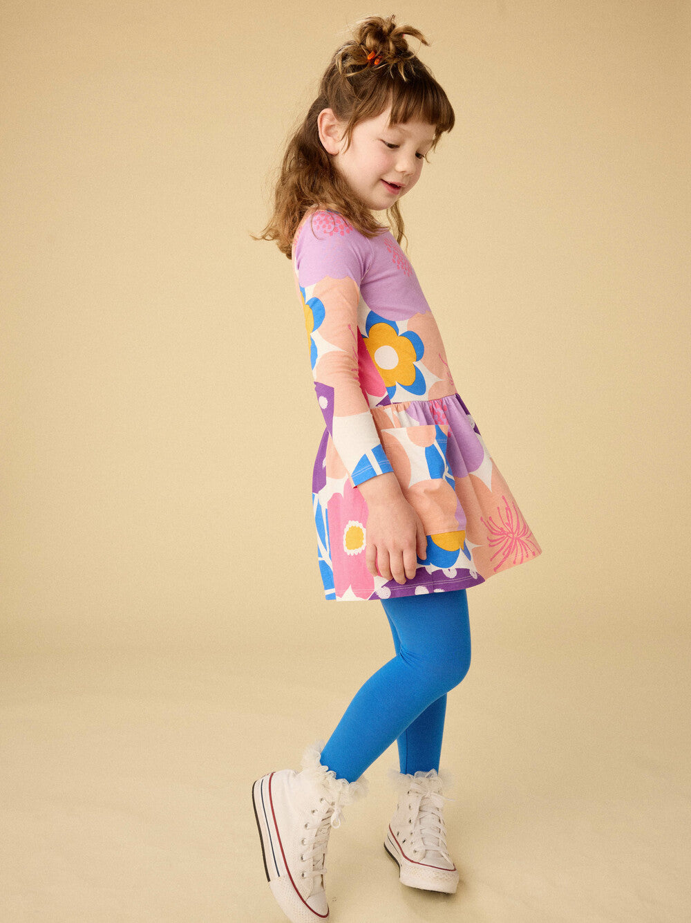 Long Sleeve Pocket Dress in Oversized Cherry Blossom - Doodlebug's Children's Boutique