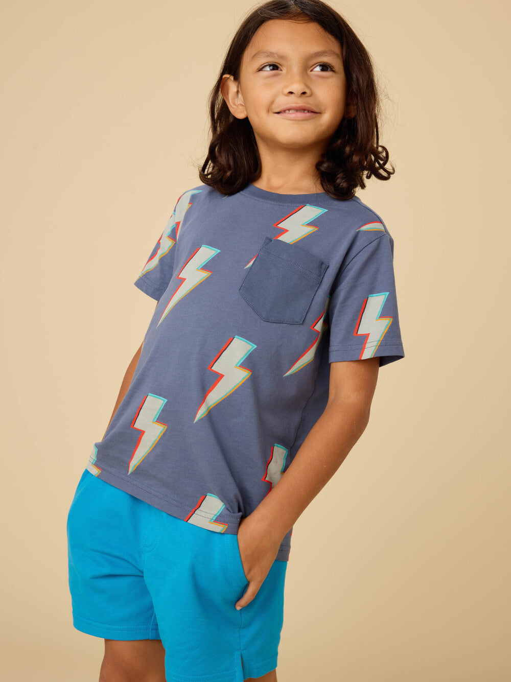 Lightning Bolts Printed Pocket Tee - Doodlebug's Children's Boutique