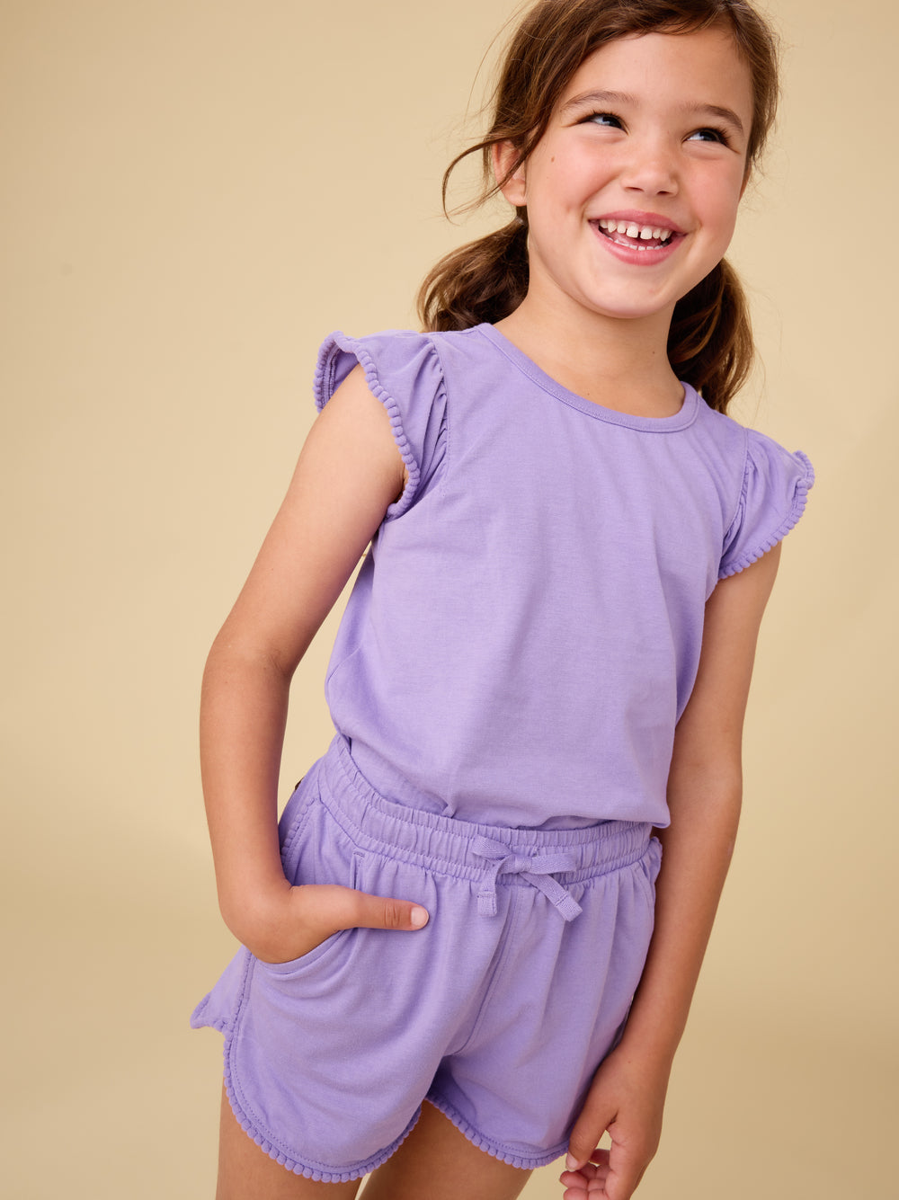 Paisley Purple Pom Pom Shorts - Doodlebug's Children's Boutique