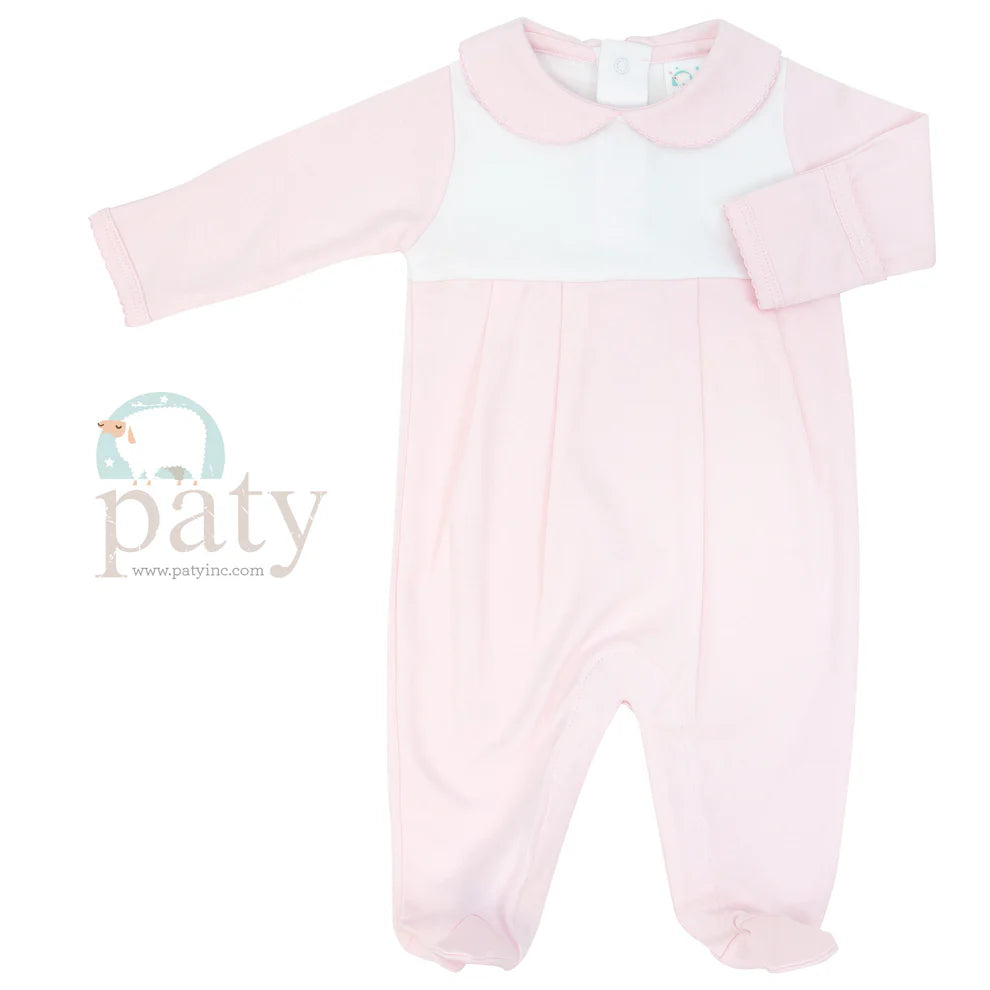 Pink Pima Colorblock Footie - Doodlebug's Children's Boutique