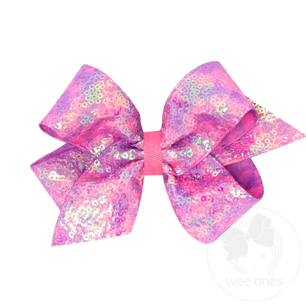 Purple Tie Dye Sequin Medium Bow - Doodlebug's Children's Boutique