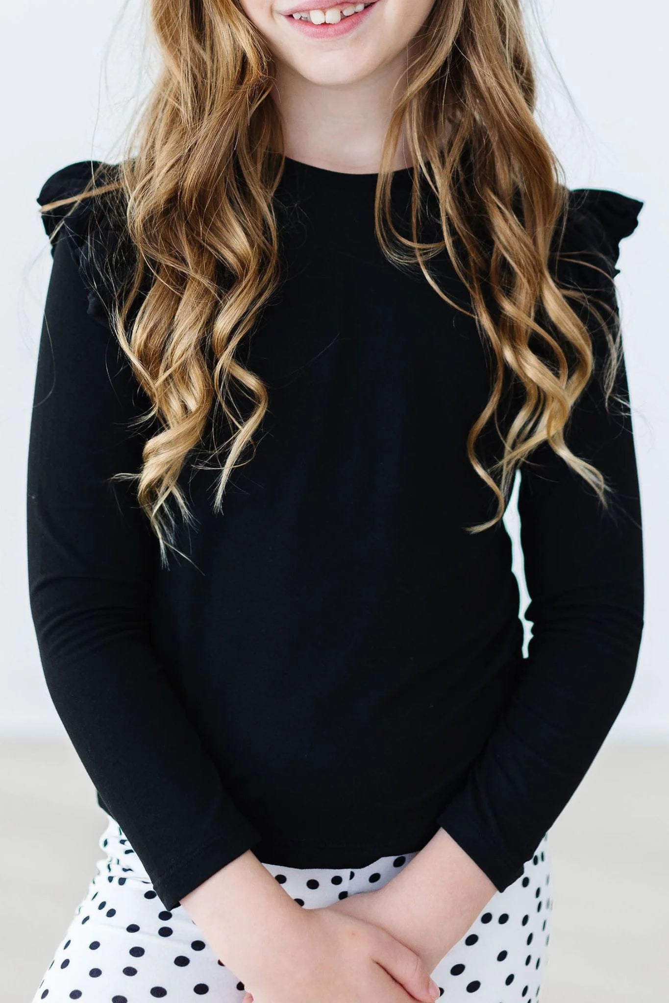 Black Long Sleeve Ruffle Tee - Doodlebug's Children's Boutique
