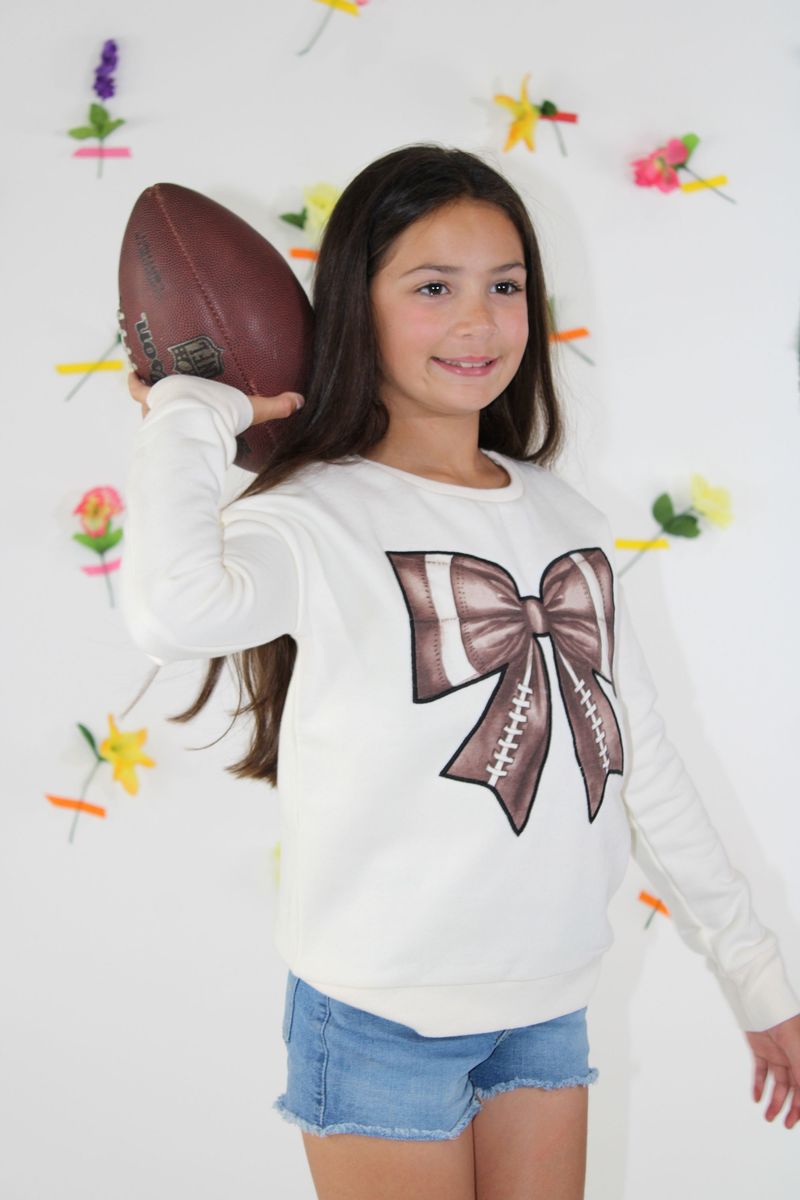 Football Bow Patch Sweatshirt - Doodlebug's Children's Boutique