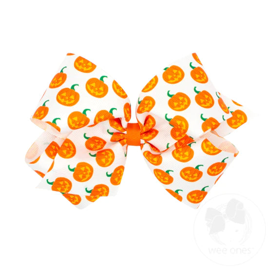 Jack-O-Lantern Print King Bow - Doodlebug's Children's Boutique