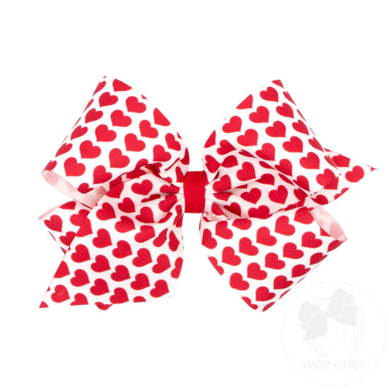 King Valentine Heart Print Bow - Doodlebug's Children's Boutique