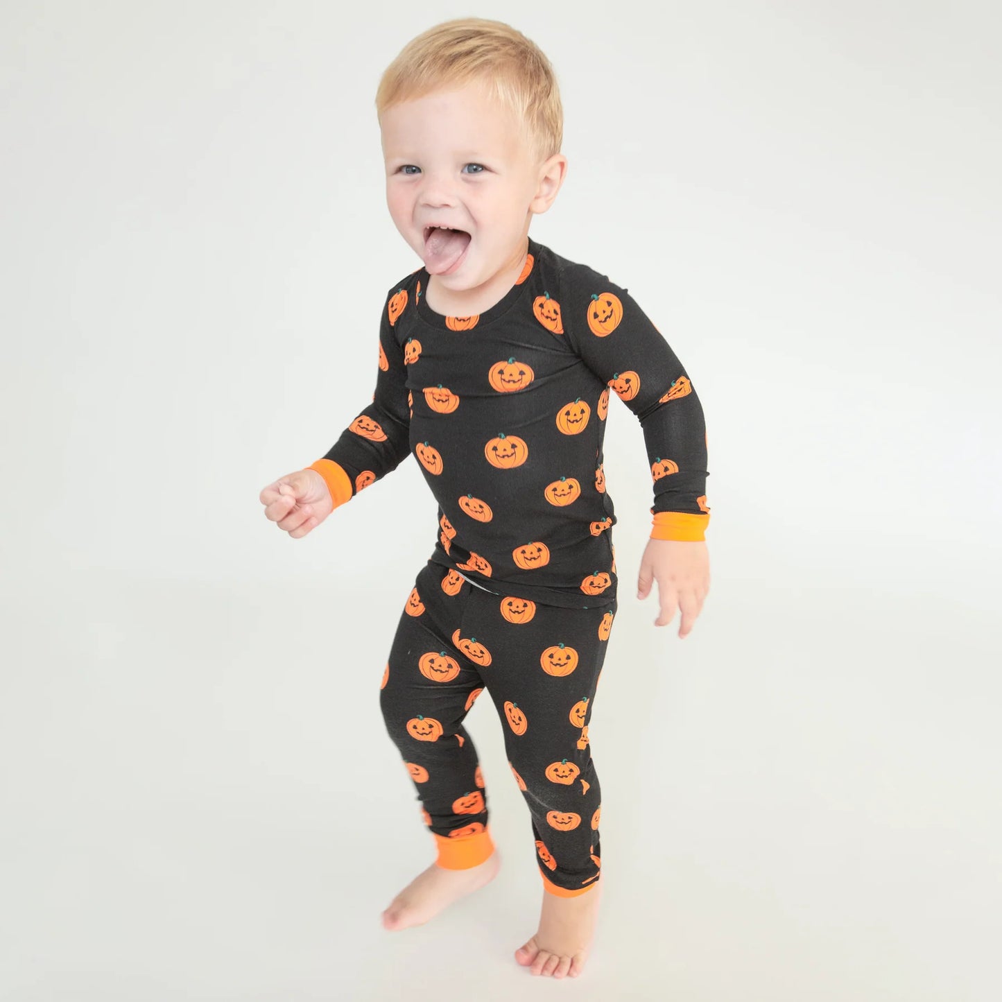 Bamboo Long Sleeve Loungewear Set in Jack-O-Lantern - Doodlebug's Children's Boutique
