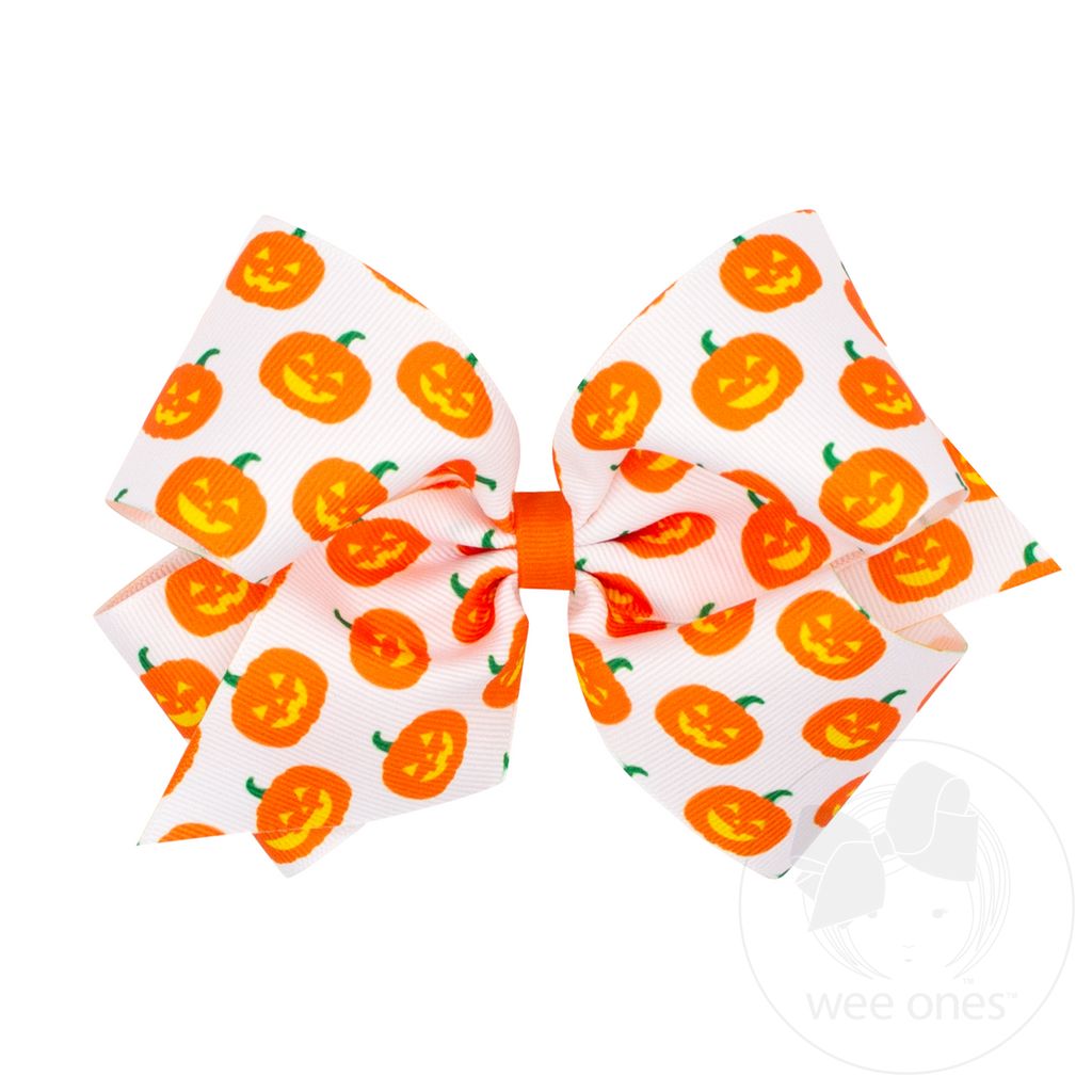 Halloween Jack-O-Lantern Print King Bow - Doodlebug's Children's Boutique