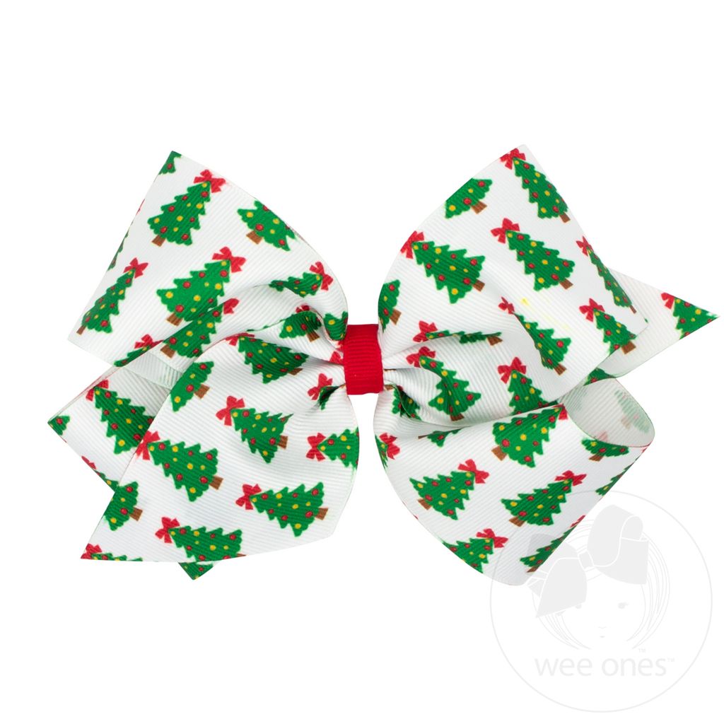 Christmas Tree Print King Bow - Doodlebug's Children's Boutique