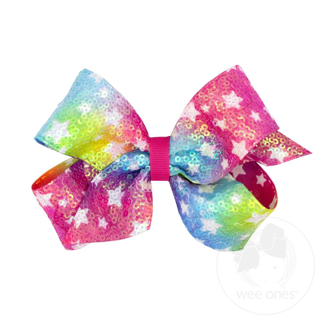 Ombre Stars Sequin Medium Bow - Doodlebug's Children's Boutique