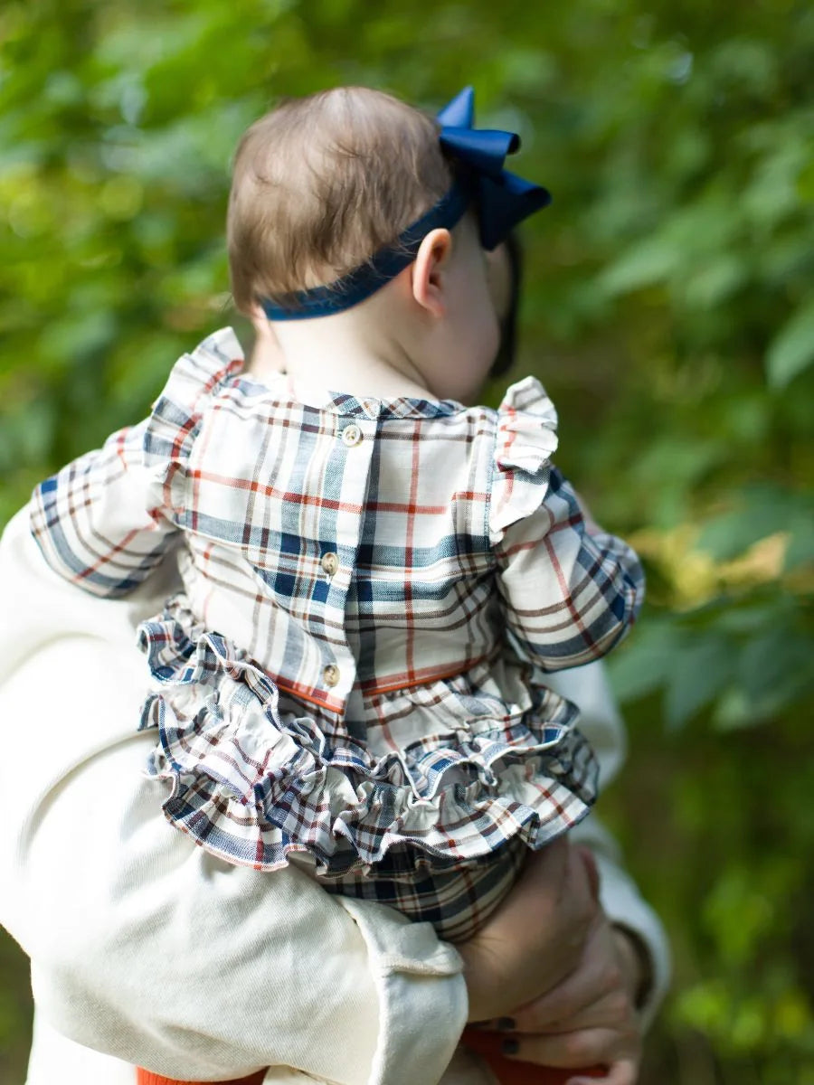 Homegrown Harvest Plaid Ruffle Bubble Romper - Doodlebug's Children's Boutique