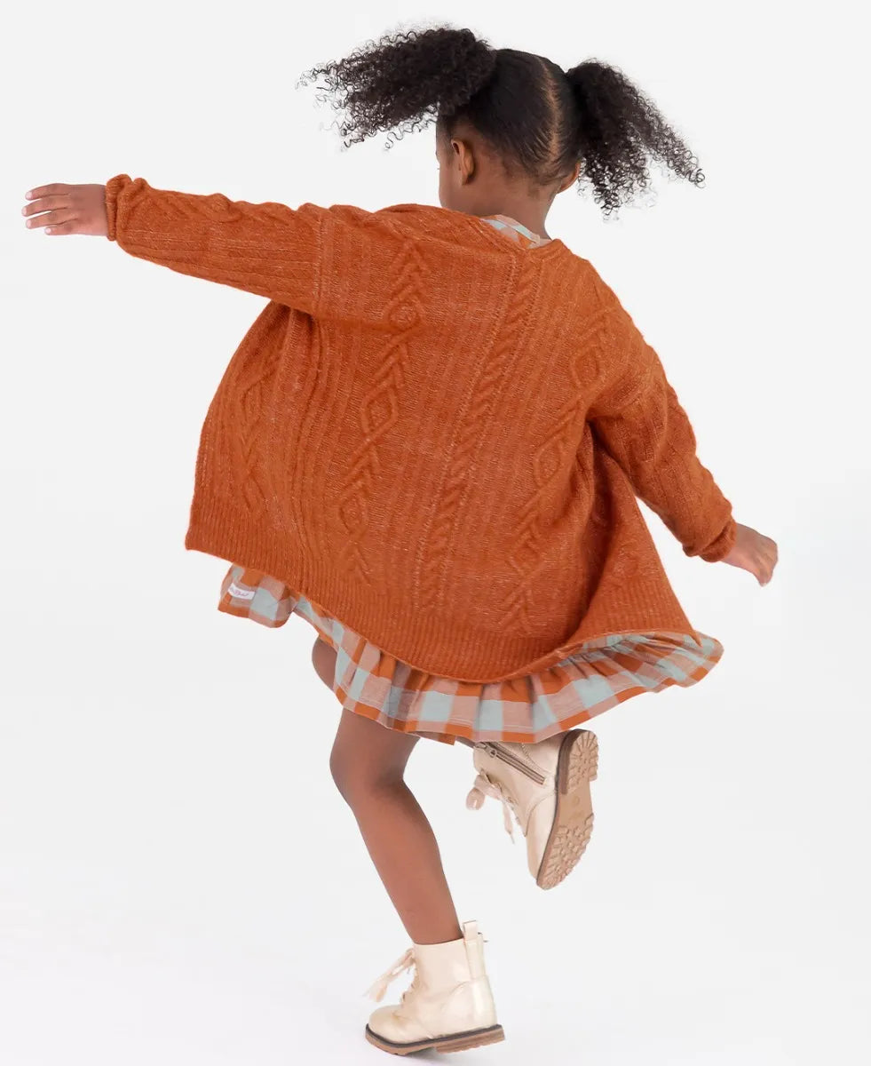 Rust Cozy Knit Open Cardigan - Doodlebug's Children's Boutique