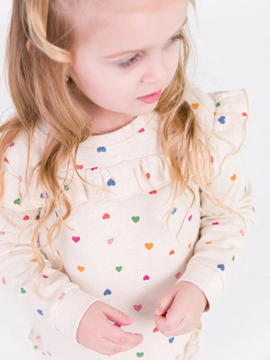 Wild Rainbow Hearts Knit Flutter Jogger Set - Doodlebug's Children's Boutique