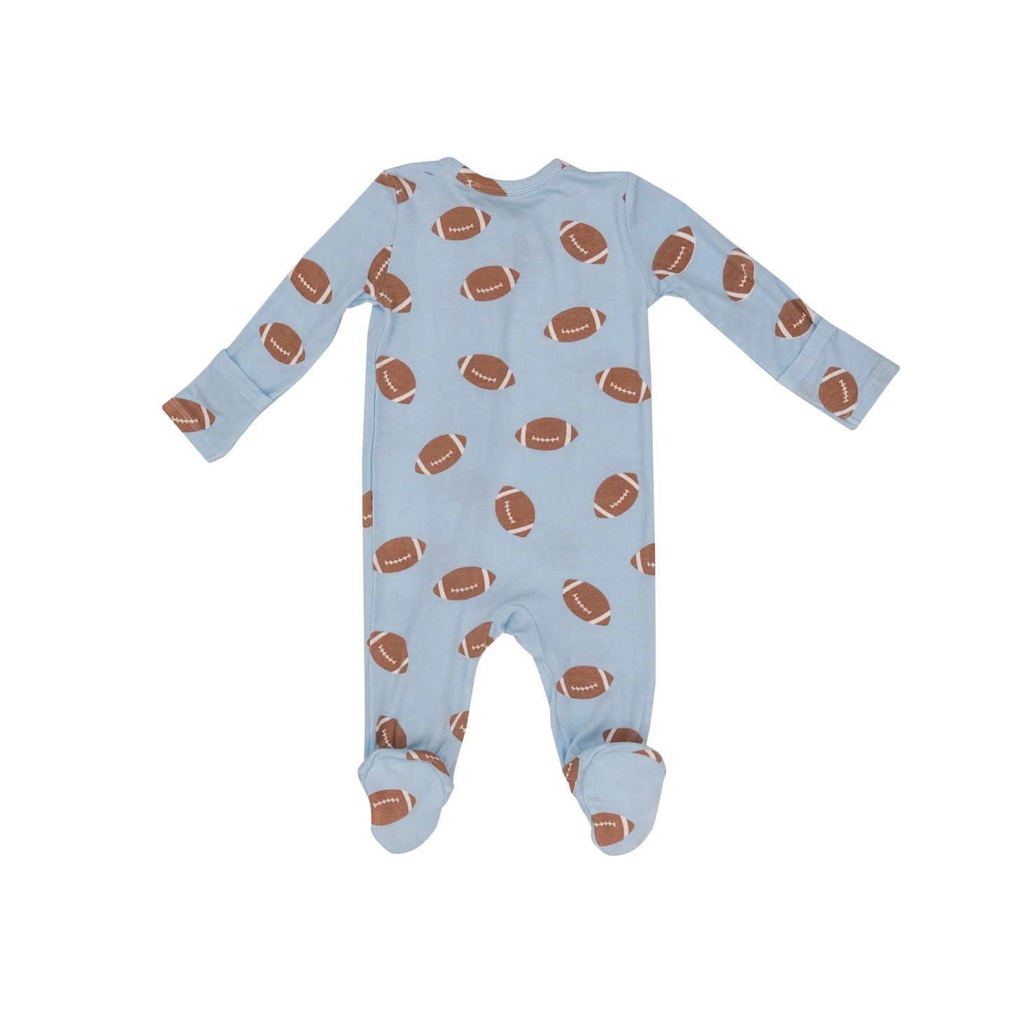 2 Way Zipper Footie in Football Blue - Doodlebug's Children's Boutique