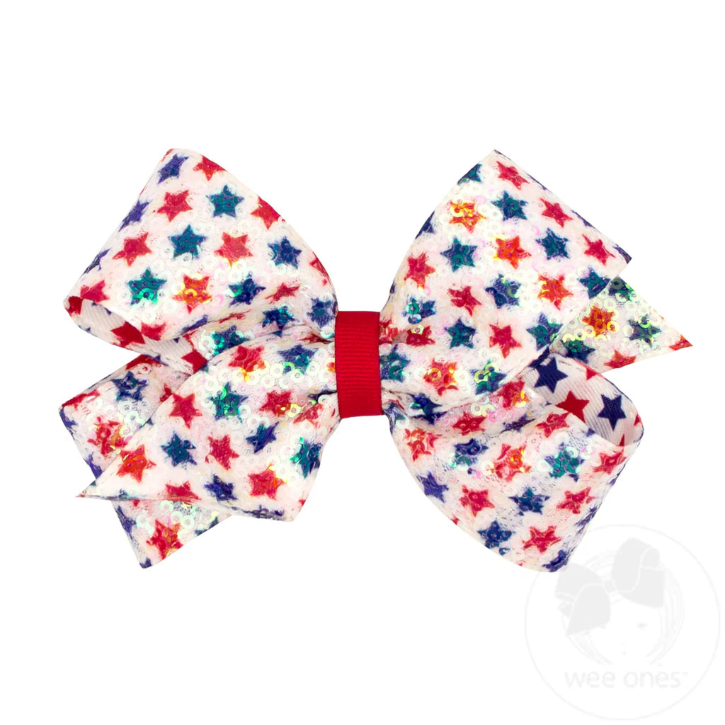 Medium Sequin Star Print Bow - Doodlebug's Children's Boutique