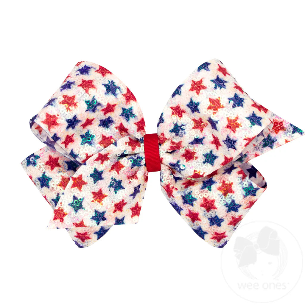 King Sequin Star Print Bow - Doodlebug's Children's Boutique