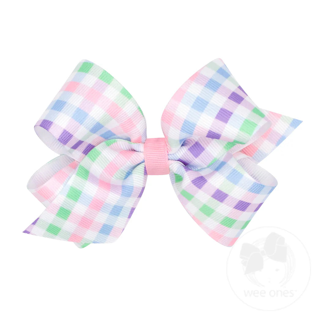 Spring Gingham Medium Bow - Doodlebug's Children's Boutique