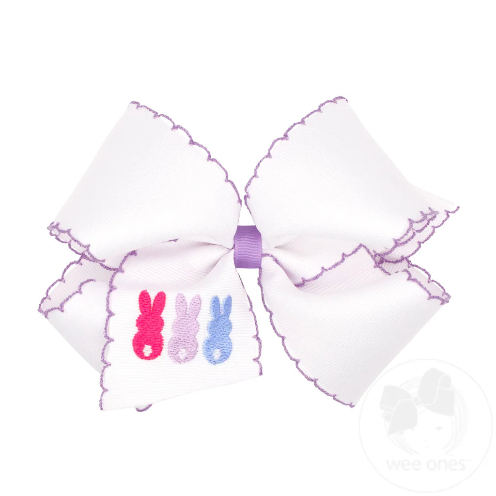 King Peeps Grosgrain Bow with Moonstitch - Doodlebug's Children's Boutique