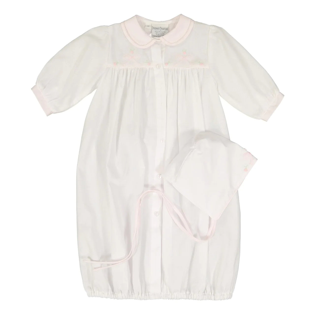Embroidered Bow Take Me Home Gown and Hat - Doodlebug's Children's Boutique