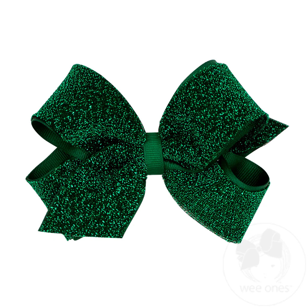 Metallic Lurex Medium Bow in Forest Green - Doodlebug's Children's Boutique