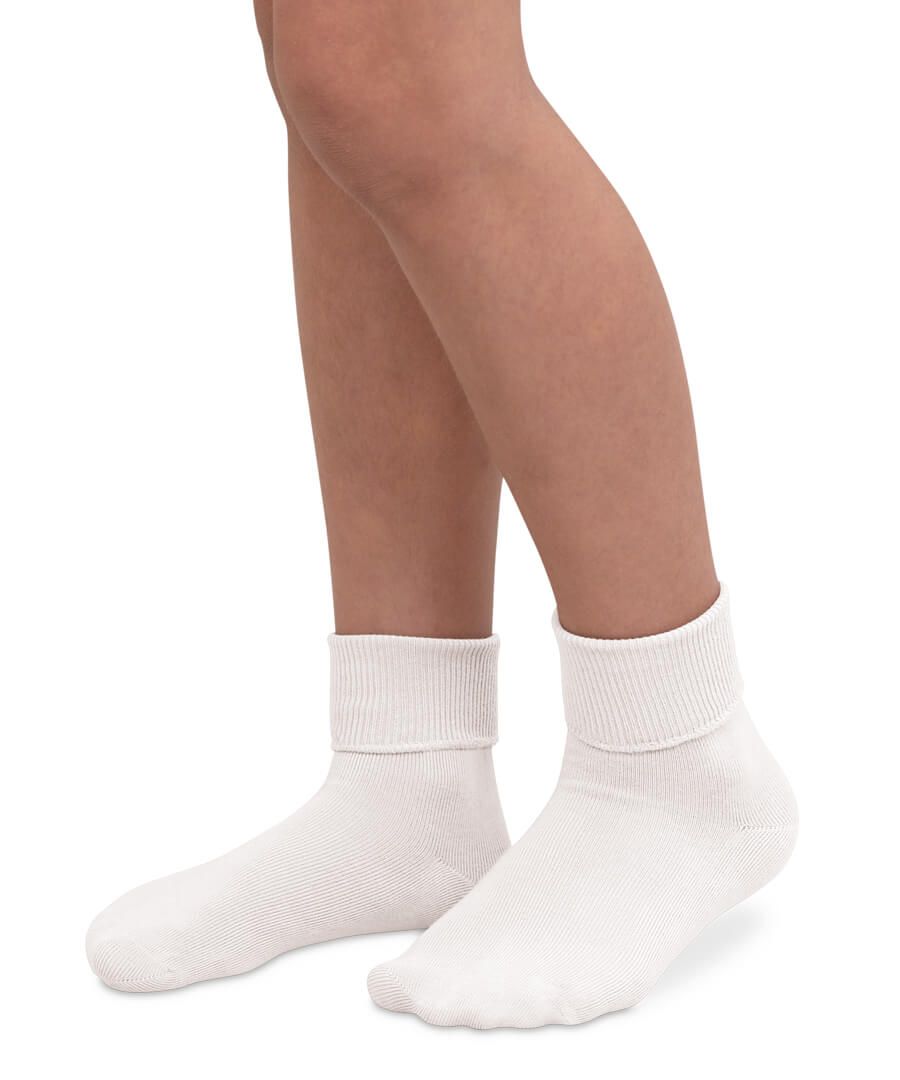 Organic Cotton Turn Cuff Socks in White - Doodlebug's Children's Boutique