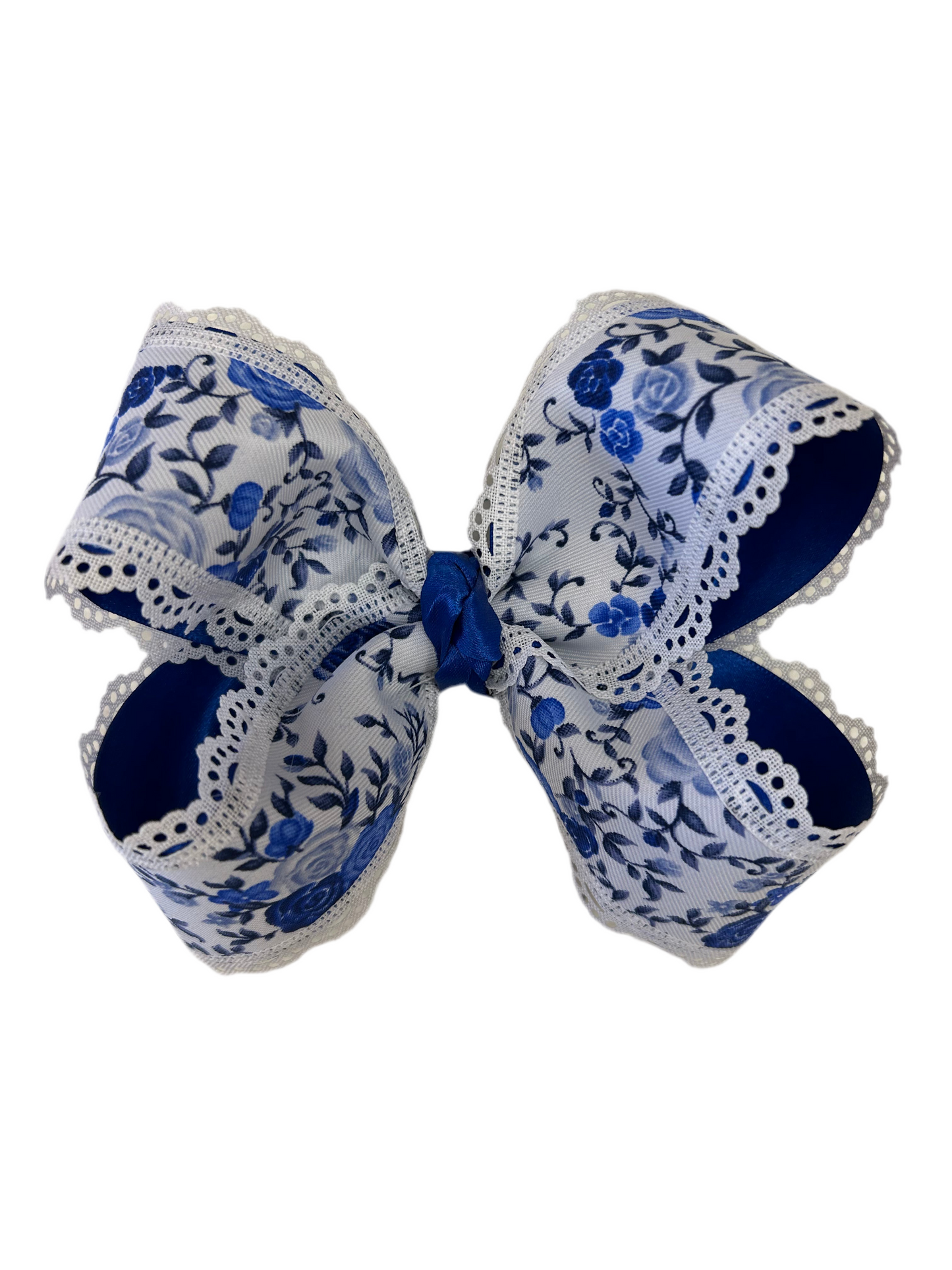 Blue Floral Layered Bow Alligator Clip - Doodlebug's Children's Boutique