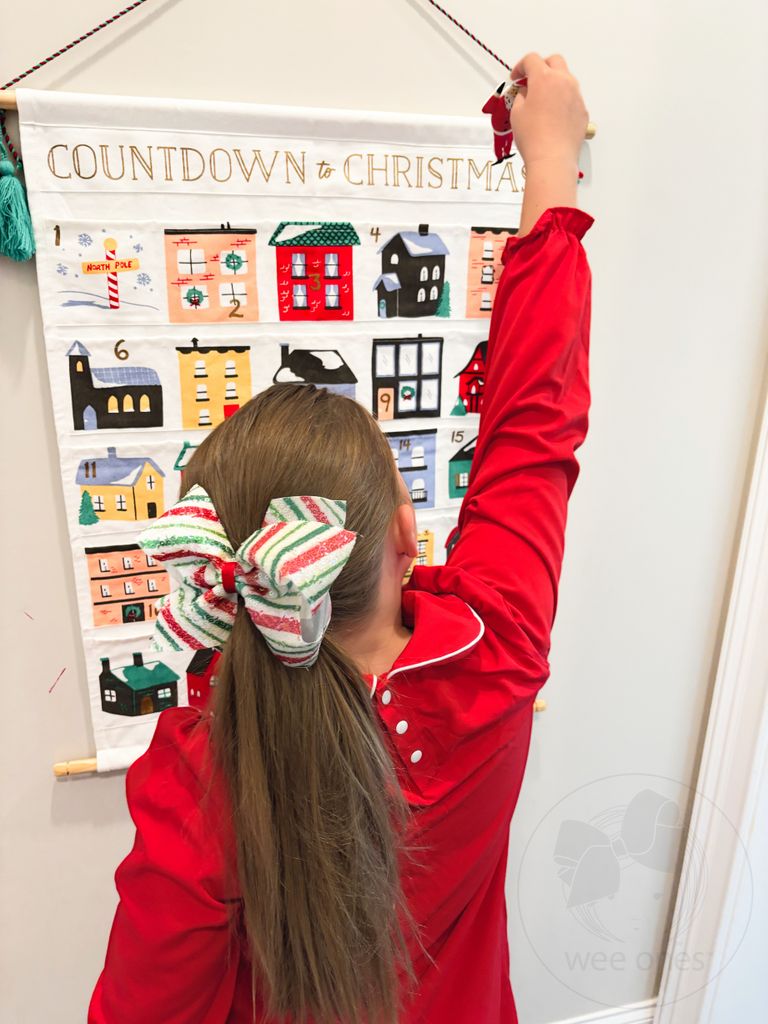 Red & Green Stripe Sequin King Bow - Doodlebug's Children's Boutique