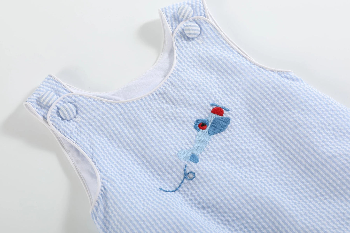 Blue Stripe Airplane Bubble Romper - Doodlebug's Children's Boutique