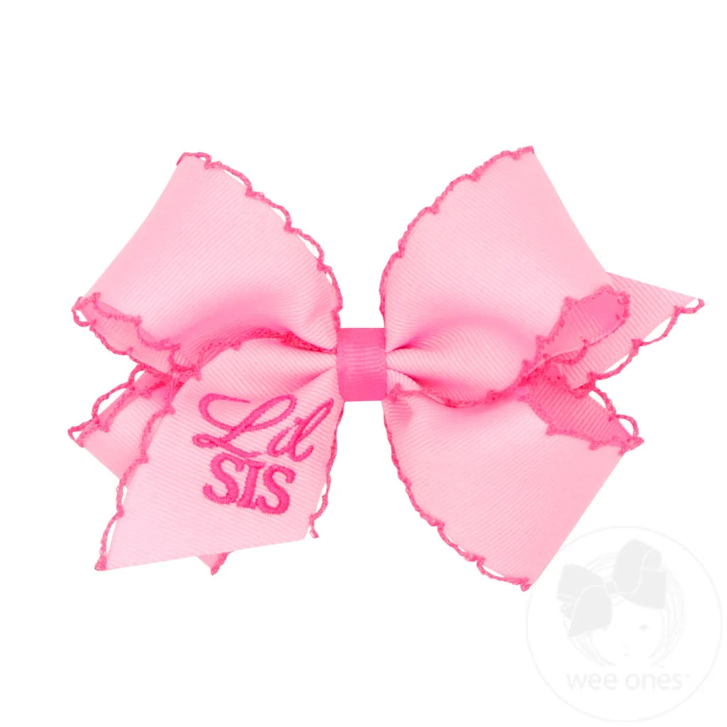 Pink Lil Sis Moonstitch Medium Bow