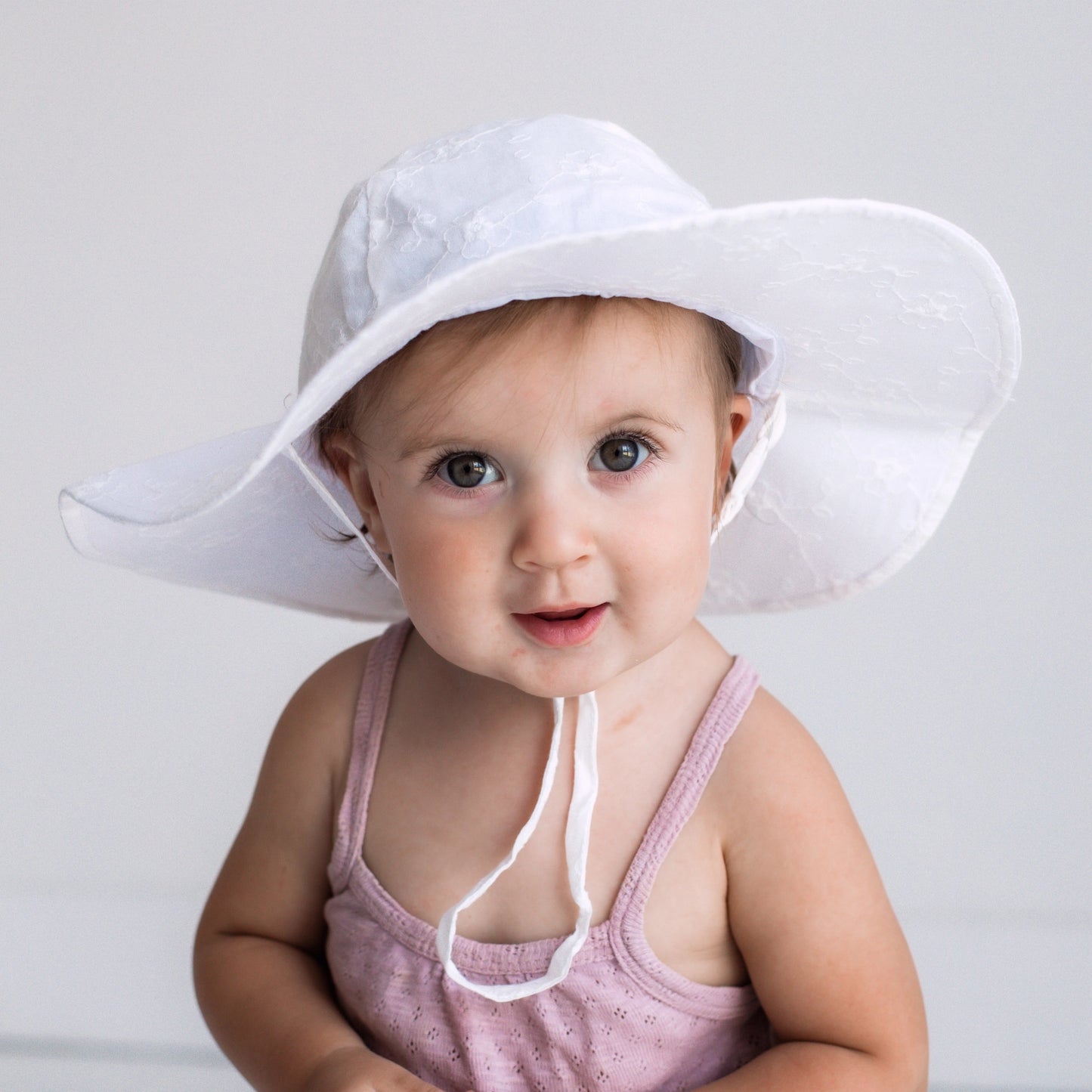 White Embroidered Sun Hat - Doodlebug's Children's Boutique