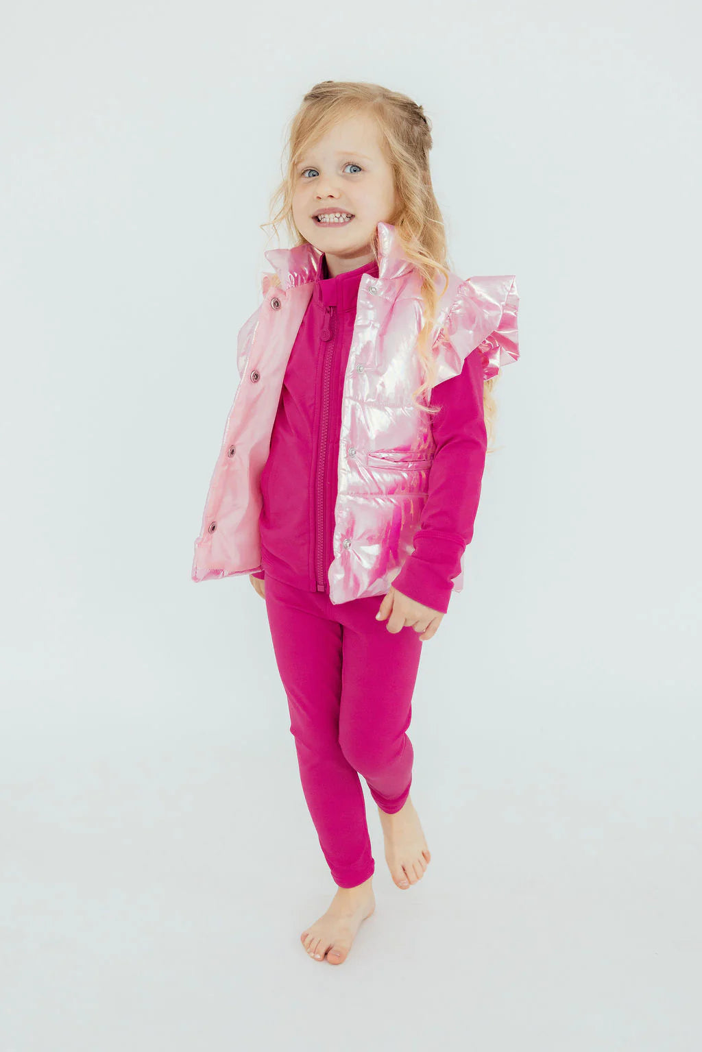 Pink Iridescent Puffer Vest - Doodlebug's Children's Boutique