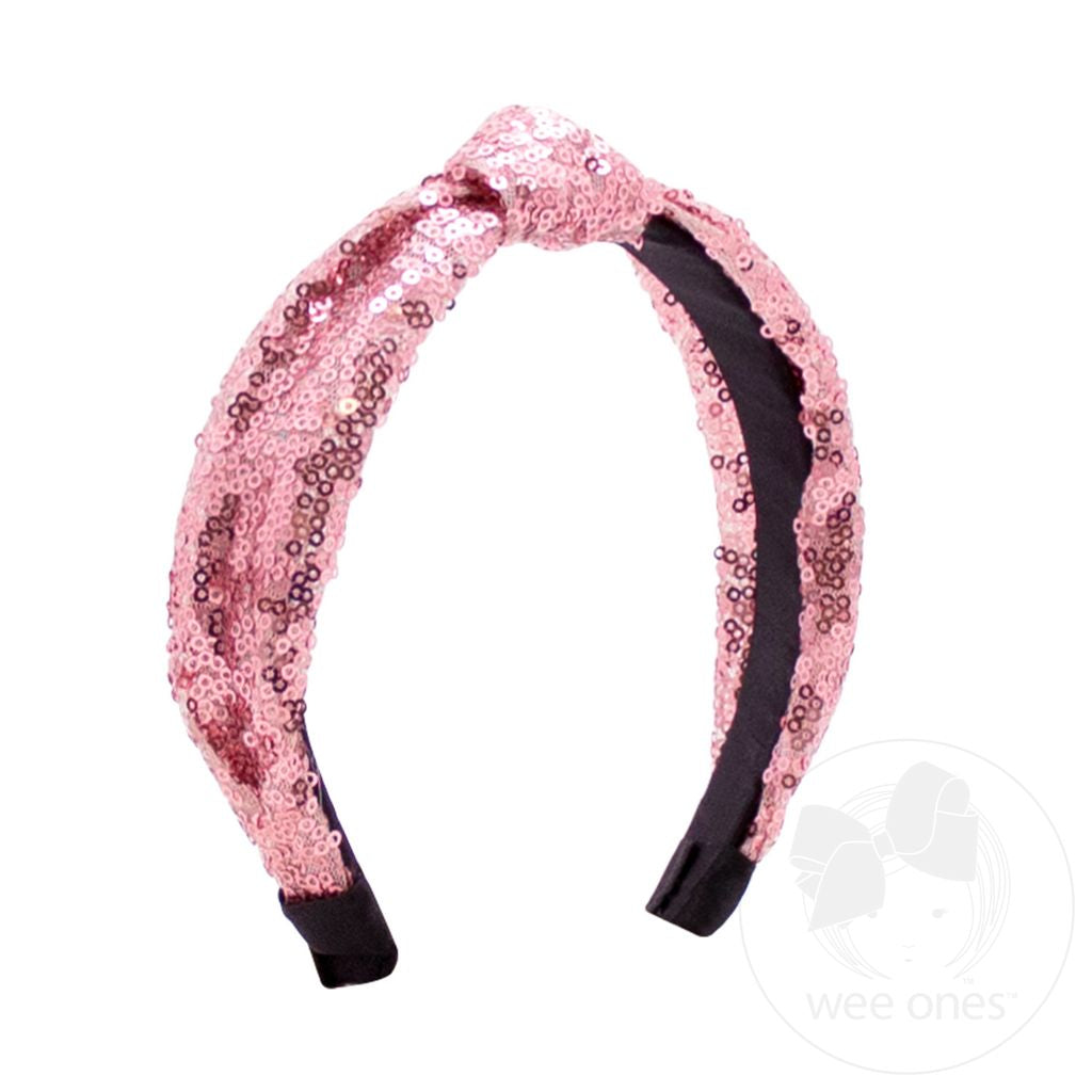 Pearl Pink Sequin Knot Headband