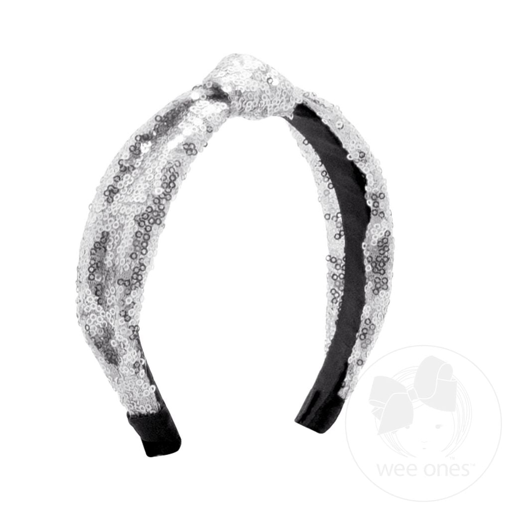 Silver Sequin Knot Headband