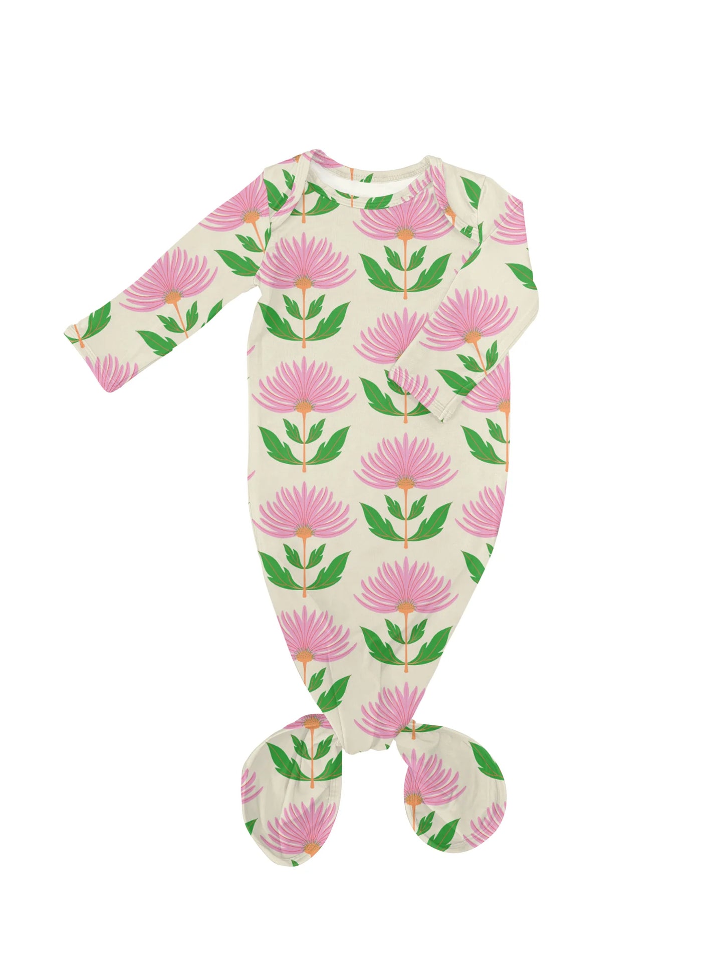 Pink Block Flower Knotted Gown - Doodlebug's Children's Boutique