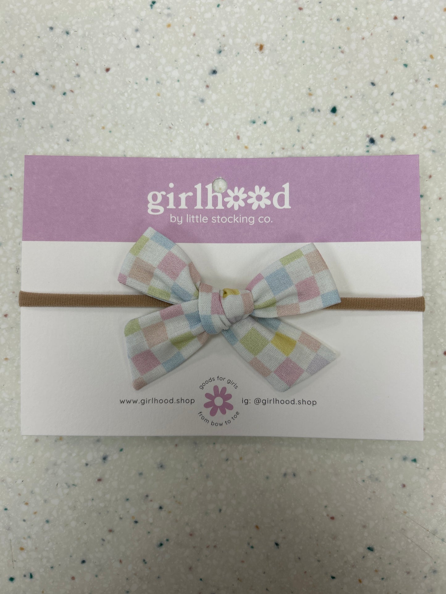 Baby Bow Headband in Checkered Pastels - Doodlebug's Children's Boutique