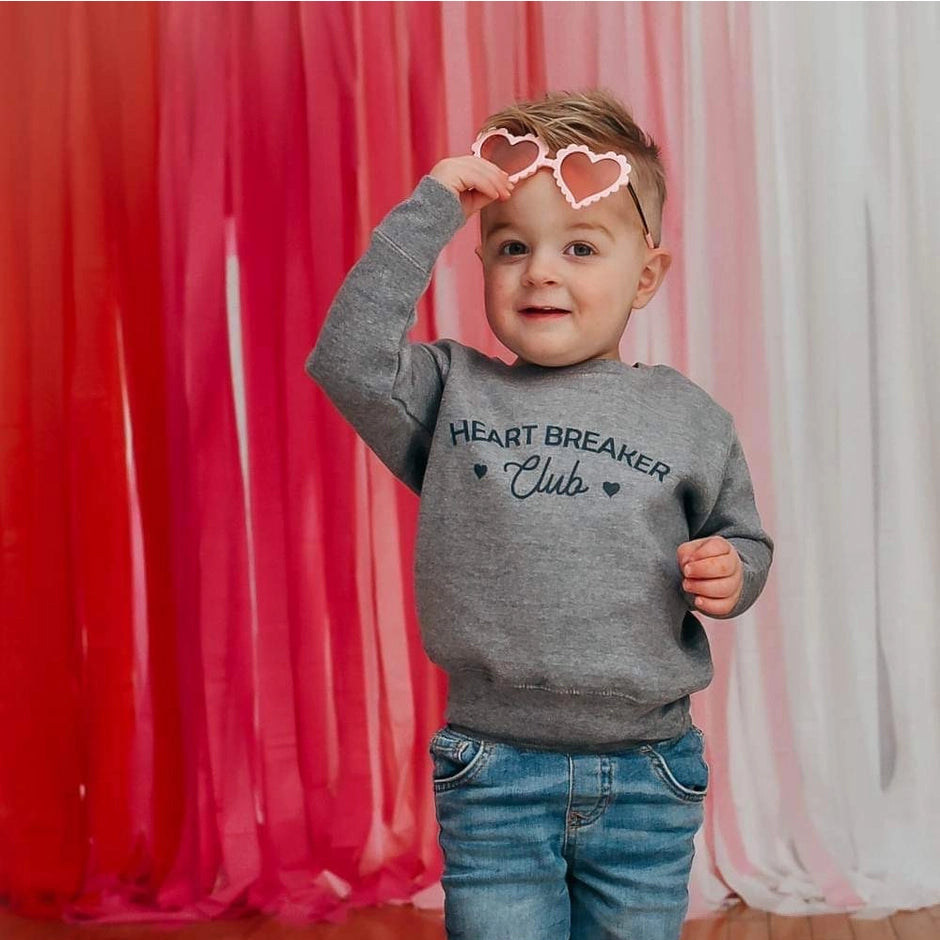 Heart Breaker Club Gray Sweatshirt - Doodlebug's Children's Boutique