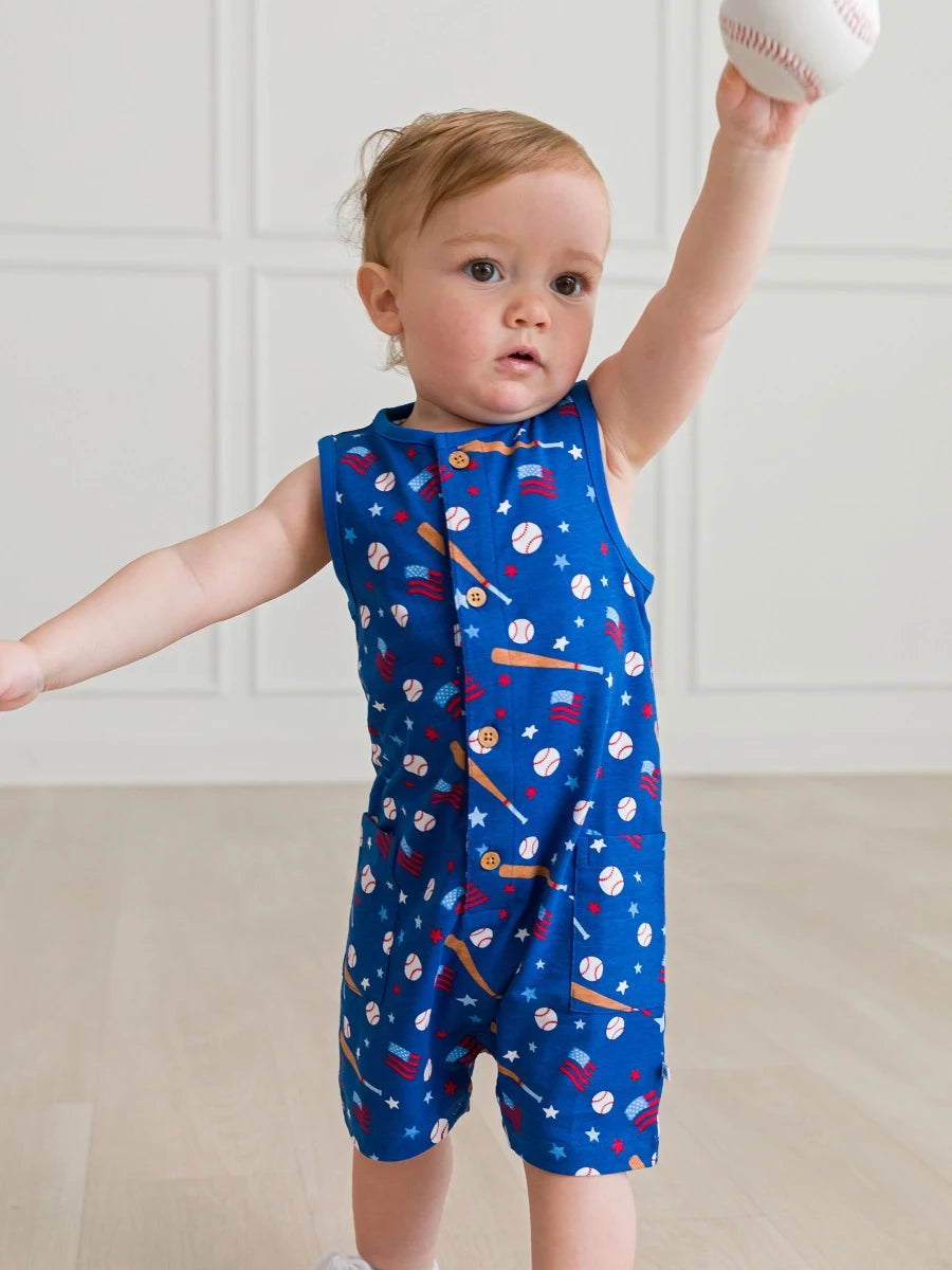 Play Ball Pocket Romper - Doodlebug's Children's Boutique
