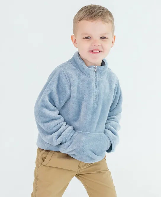 Slate Fleece Pocket Pullover - Doodlebug's Children's Boutique