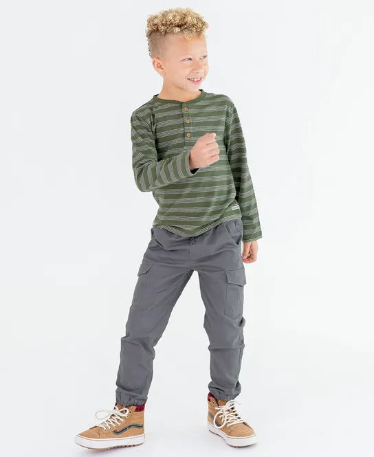 Smoke Slim Cargo Joggers - Doodlebug's Children's Boutique
