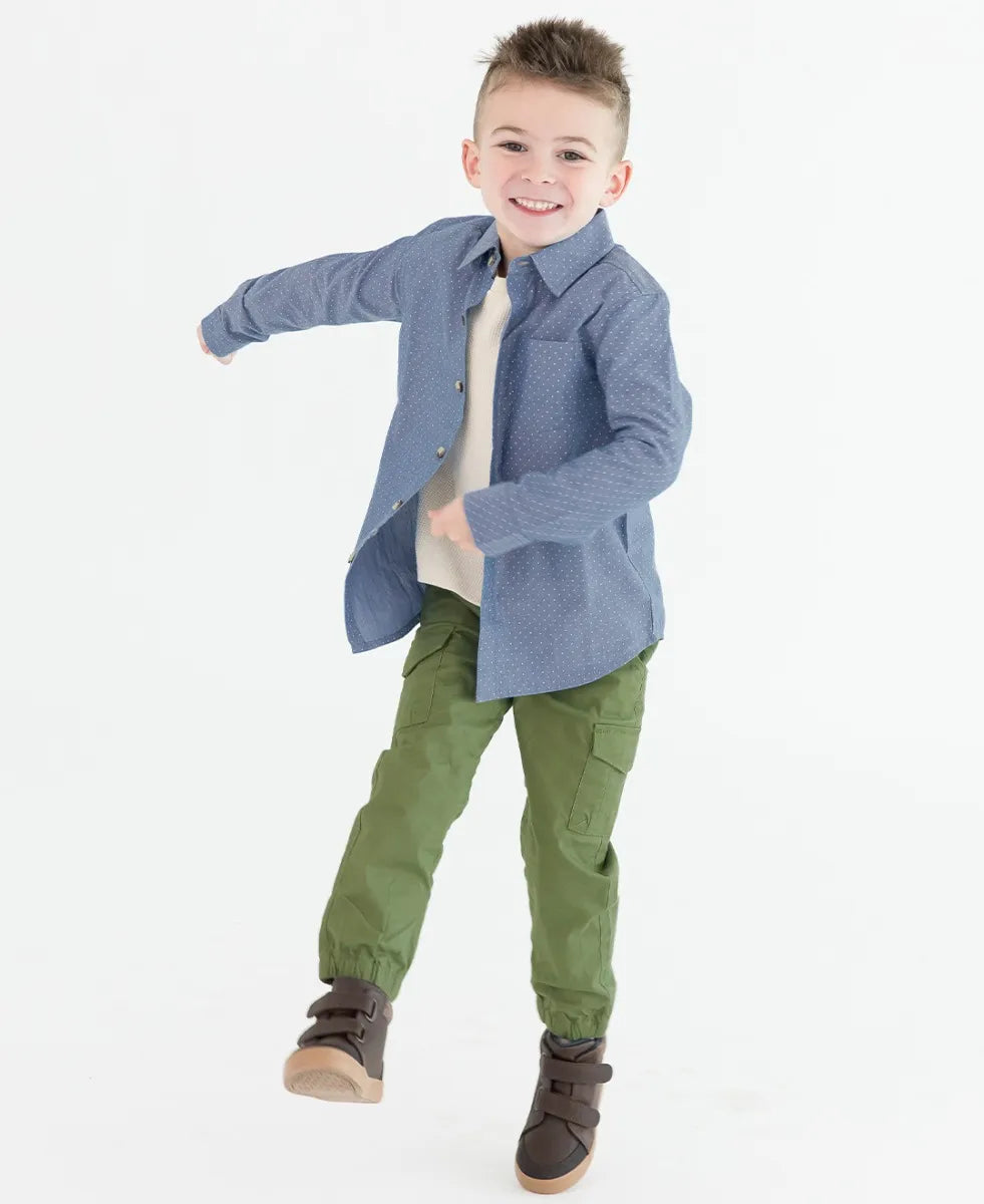 Dusty Olive Slim Cargo Joggers - Doodlebug's Children's Boutique