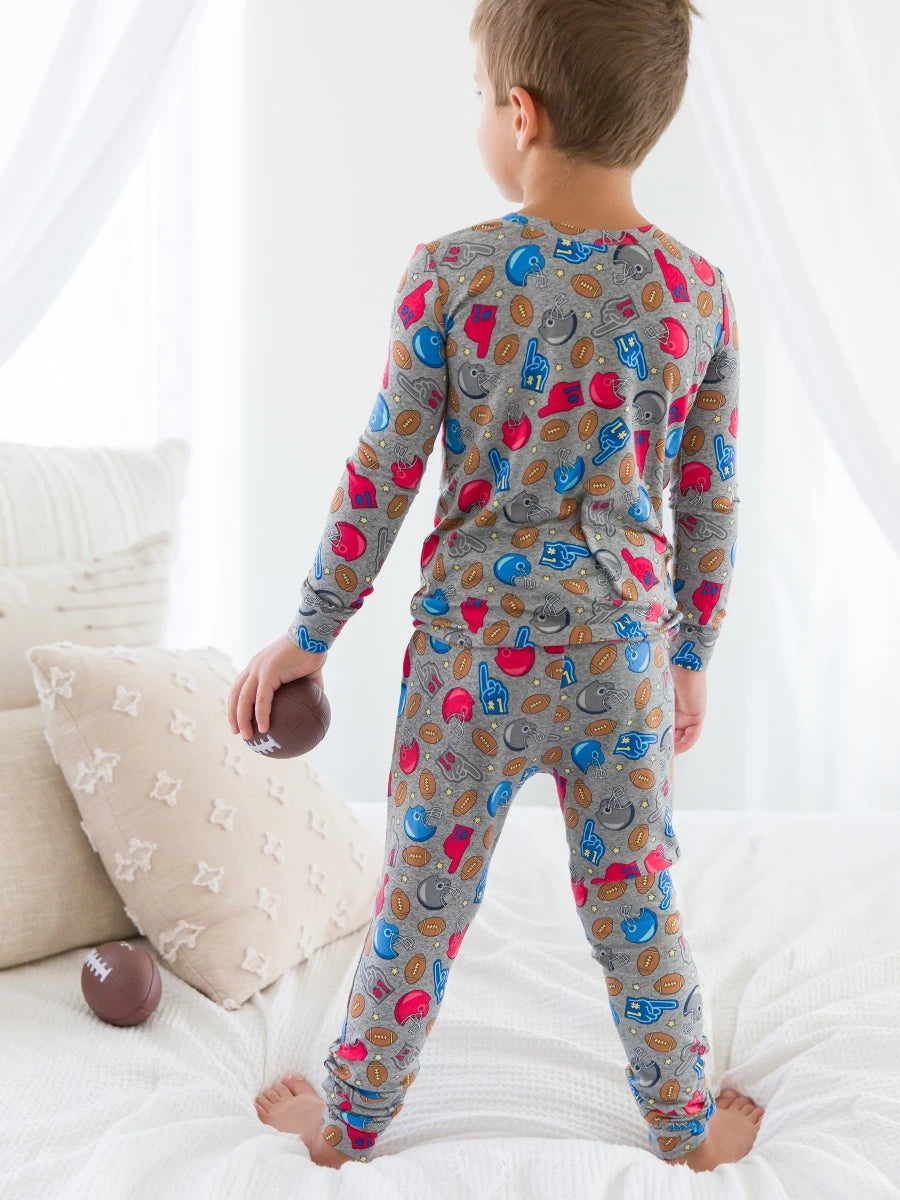 Long Sleeve Pajama Set in Game Day - Doodlebug's Children's Boutique