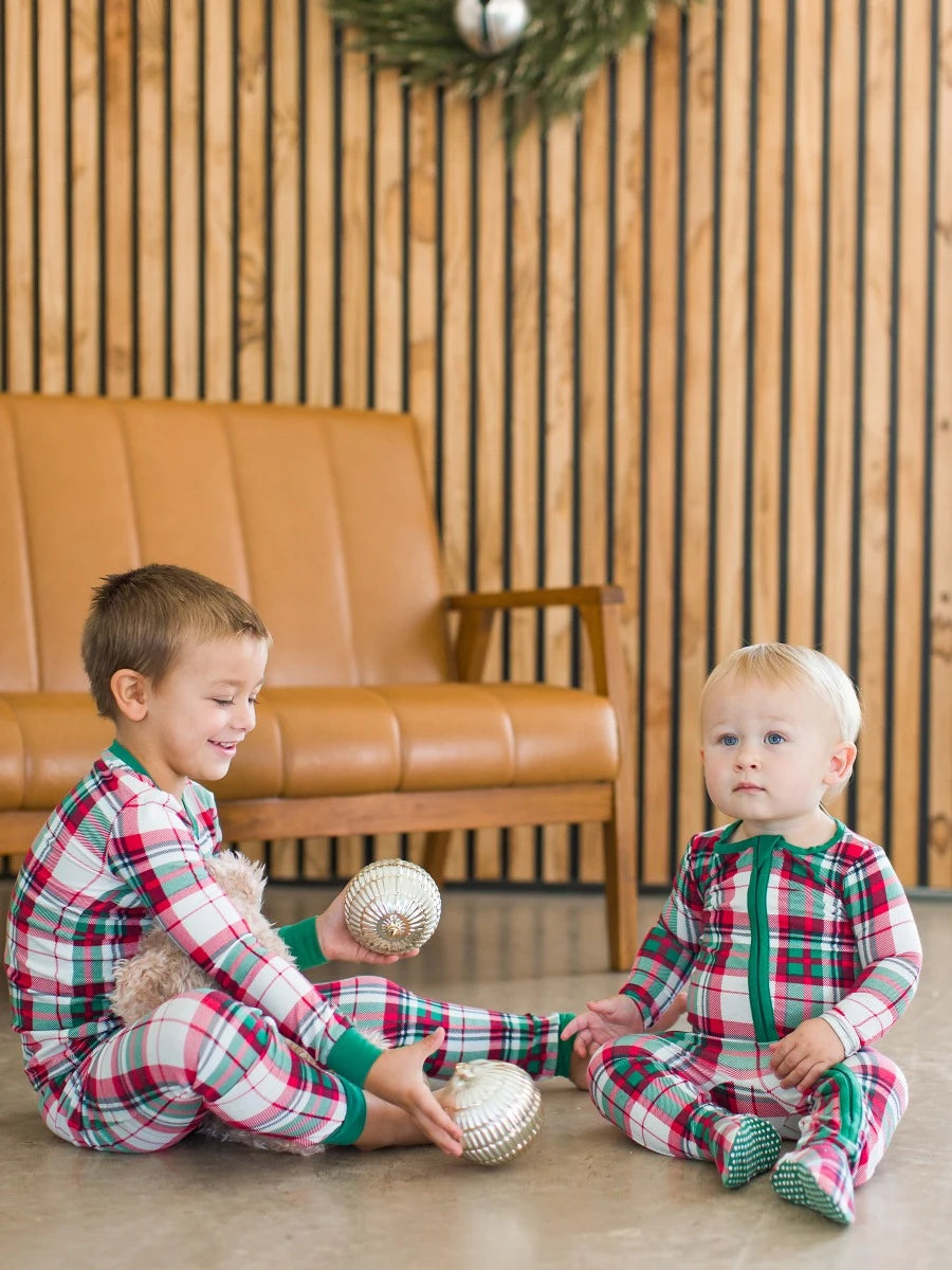 Dashing Dreams Plaid Modal One Piece Pajama - Doodlebug's Children's Boutique