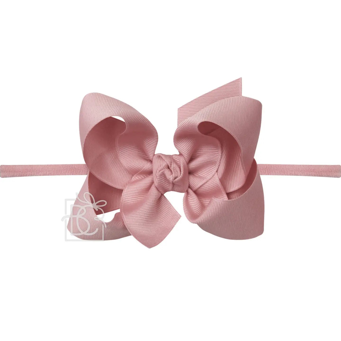 Nylon Headband with Large Bow in Mauve - Doodlebug's Children's Boutique