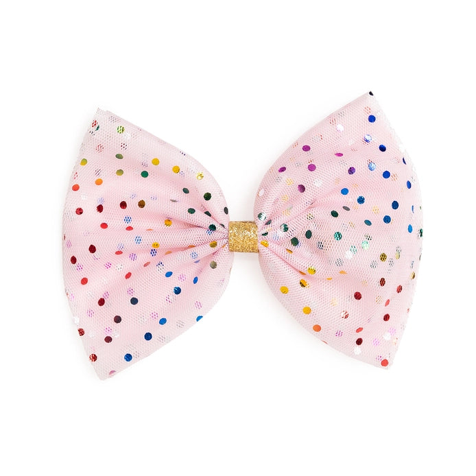 Pink Confetti Tulle Bow Clip  - Doodlebug's Children's Boutique